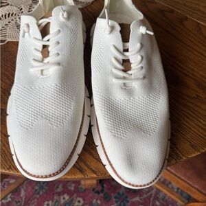 Men's White Knit Casual Lace-Up Shoes